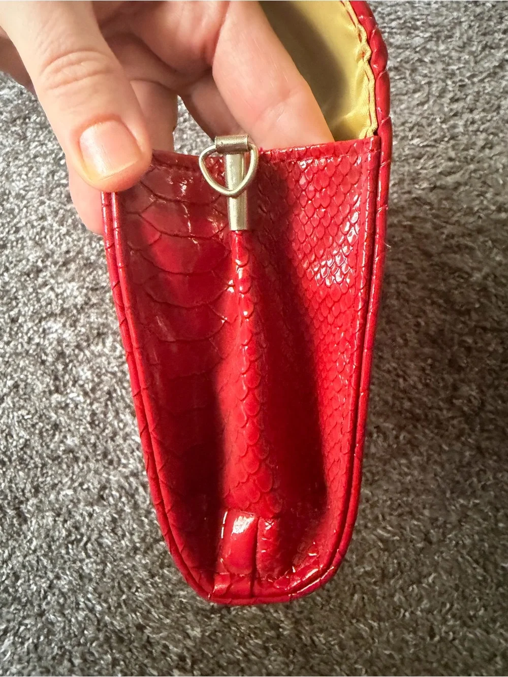 Tory Burch Red Embossed Wallet Clutch  with Gold Logo Accent